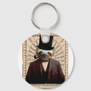 Sloth Man Victorian Steampunk Anthropomorphic Keychain