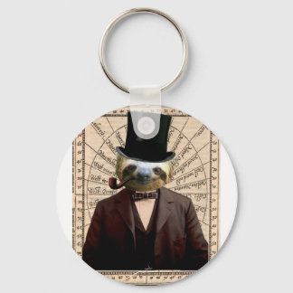 Sloth Man Victorian Steampunk Anthropomorphic Keychain