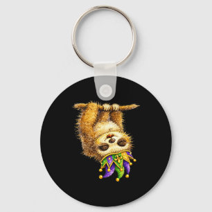 Sloth Mardi Gras Nola Party Beads Cute Girls Women Keychain