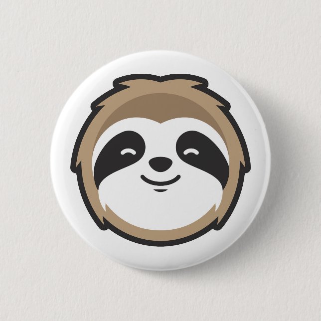 Sloth Mascot 2 Inch Round Button (Front)