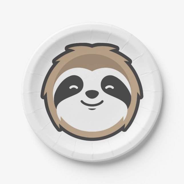 Sloth Mascot Paper Plate (Front)