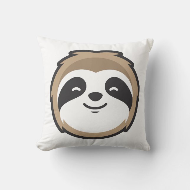Sloth Mascot Throw Pillow (Front)