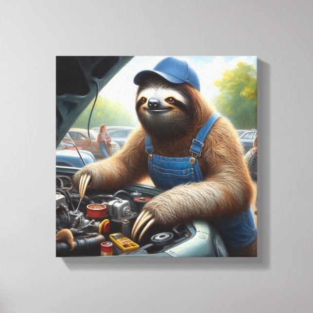 Sloth Mechanic Canvas Print (Front)