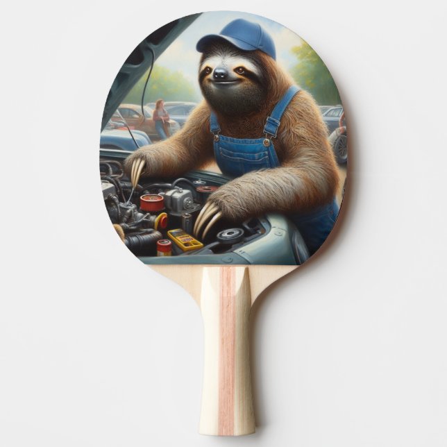 Sloth Mechanic Ping Pong Paddle (Front)