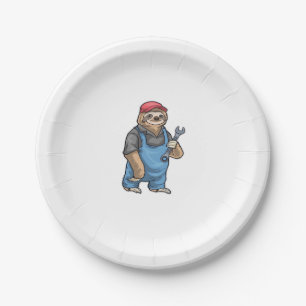 Sloth Mechanic Wrench Classic T-Shirt Paper Plate