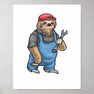Sloth Mechanic Wrench Classic T-Shirt Poster