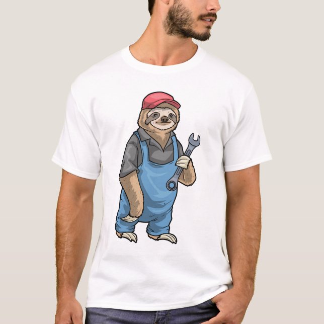Sloth Mechanic Wrench T-Shirt (Front)