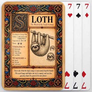 Sloth, Medieval Bestiary Art Playing Cards