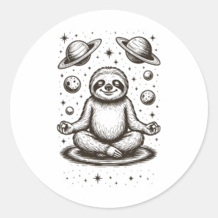 Sloth Meditating Galaxy Meditation _1 Classic Round Sticker