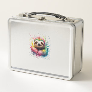 Sloth Men Woman Colourful Watercolor Sloth T-Shirt Metal Lunch Box