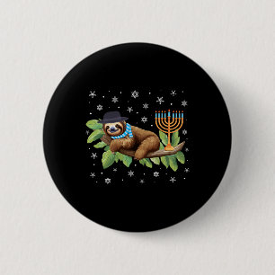 Sloth Menorah Hanukkah Chanukah Animal Sloths Jewi 2 Inch Round Button
