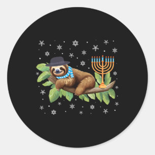Sloth Menorah Hanukkah Chanukah Animal Sloths Jewi Classic Round Sticker