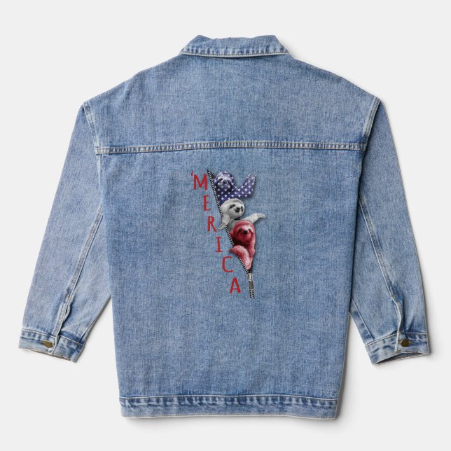 Sloth Merica Sloth Dans Zipper Graphic American Fl (Verso)