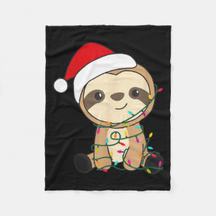 Sloth Merry Christmas Winter Sloths Christmas  Fleece Blanket