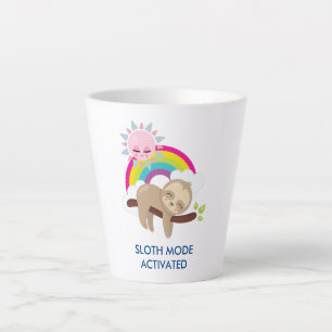 Sloth Mode Activated Funny Illustration Latte Mug