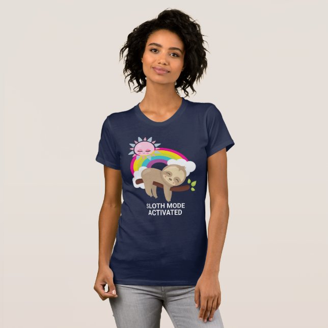 Sloth Mode Activated Funny Illustration T-Shirt (Front Full)