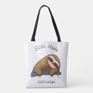 sloth mode activated sleep nap tote bag