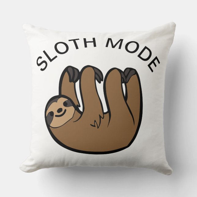 Sloth Mode Throw Pillow (Front)
