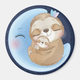 Sloth Mom with Baby Magnet
