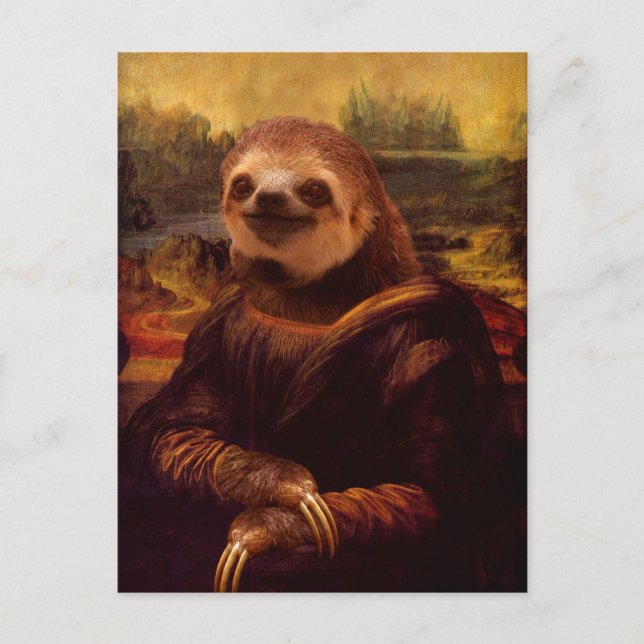 Sloth Mona Lisa Postcard (Front)