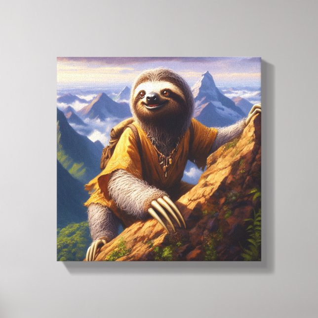Sloth Mountain Climbing Canvas Print (Front)