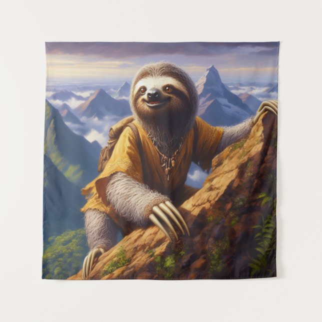 Sloth Mountain Climbing Tapestry (Front)