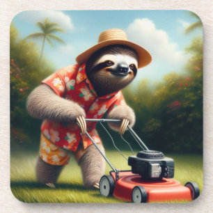 Sloth Mowing Lawn Coaster