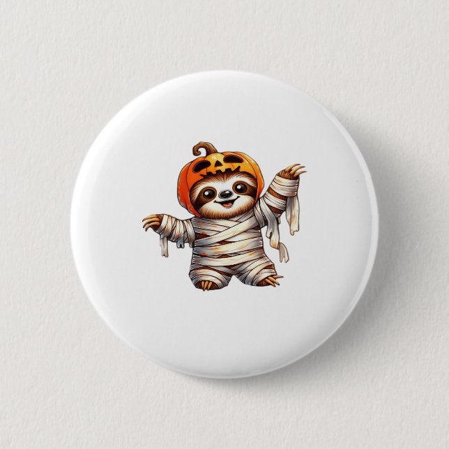 Sloth Mummy Halloween Classic T-Shirt 2 Inch Round Button (Front)