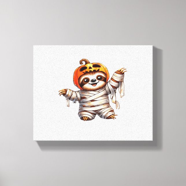 Sloth Mummy Halloween Classic T-Shirt Canvas Print (Front)