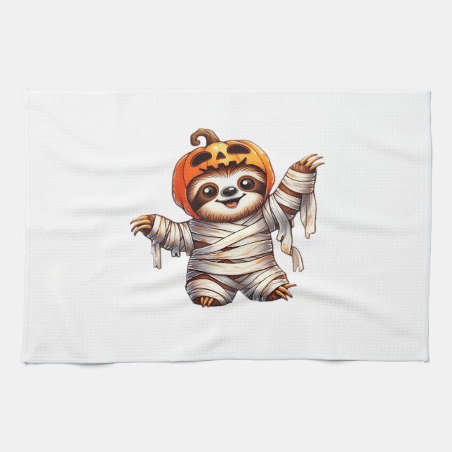Sloth Mummy Halloween Classic T-Shirt Kitchen Towel (Horizontal)