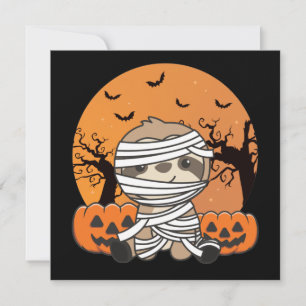 Sloth Mummy Pumpkin Sloths Happy Halloween Invitat Invitation