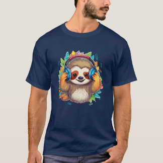 Sloth Music Headphones friend T-Shirt