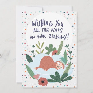 Sloth Nap Lazy Birthday - Polka Theme Card