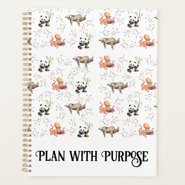 Sloth Octopus Panda Party Everyday Planner (Front)