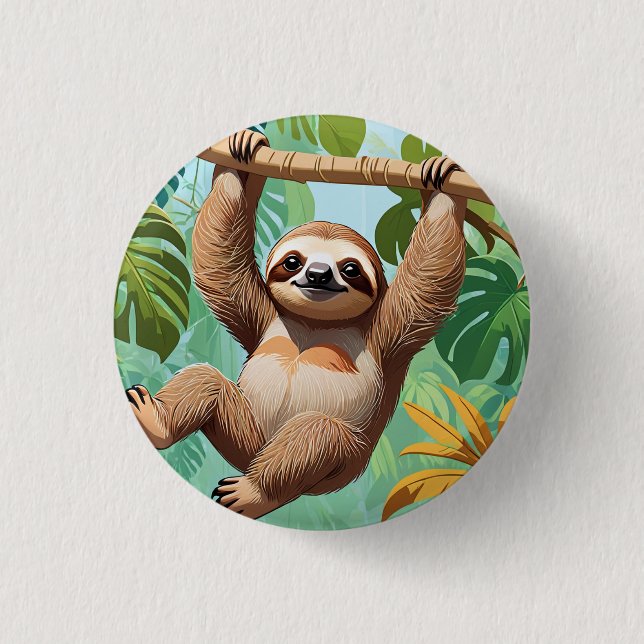 Sloth on a Tree  1 Inch Round Button (Front)