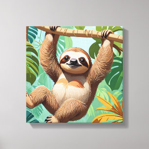 Sloth on a Tree Canvas Print
