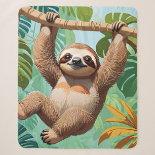 Sloth on a Tree Sherpa Blanket