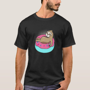 Sloth On Donut With Cup Of Steaming Coffee Cute Sl T-Shirt