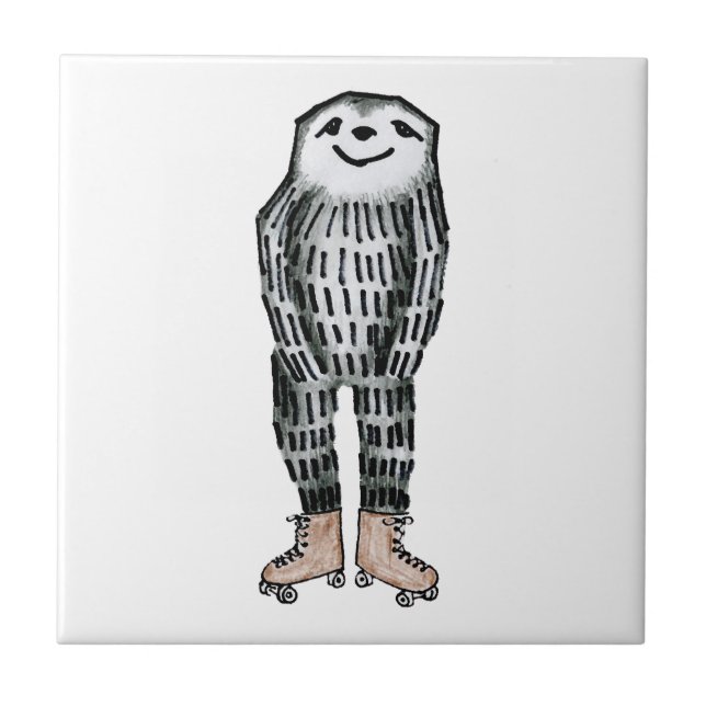 Sloth on Roller Skates Tile (Front)