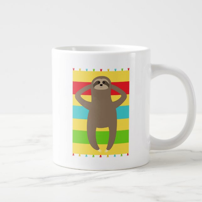 Sloth On The Beach Large Coffee Mug (Right)