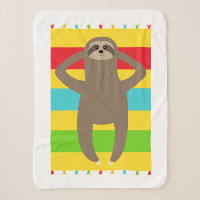 Sloth On The Beach Sherpa Blanket (Front)