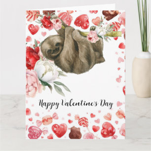 Sloth on Valentine's Day Card