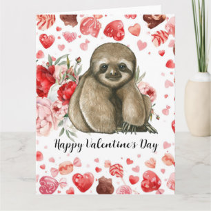 Sloth on Valentine's Day Card