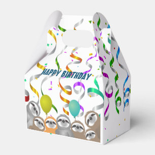 Sloth Party Confetti Balloons Curled Streamers Favor Box