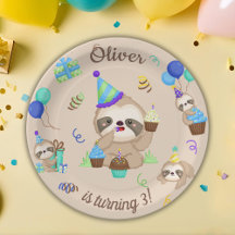 Sloth Party Paper Plates