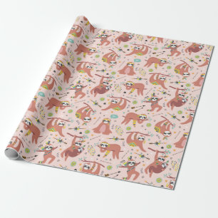 Sloth Pattern Wrapping Paper