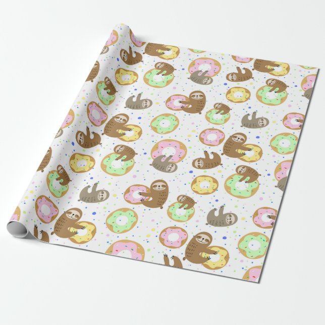 Sloth Pattern Wrapping Paper (Unrolled)