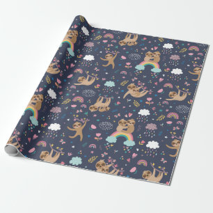 Sloth Pattern Wrapping Paper