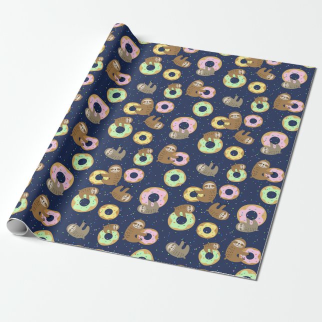 Sloth Pattern Wrapping Paper (Unrolled)