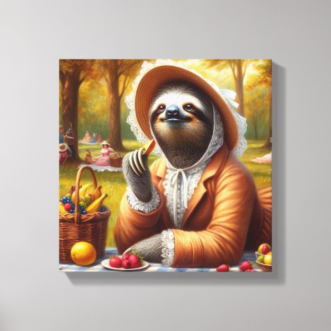 Sloth Picnic Canvas Print (Front)